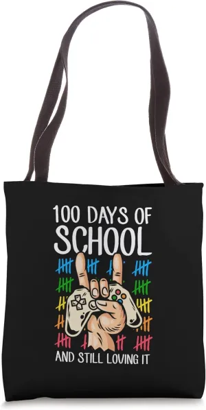 100 Days Of School And Still Loving It Tallies Video Games Tote Bag