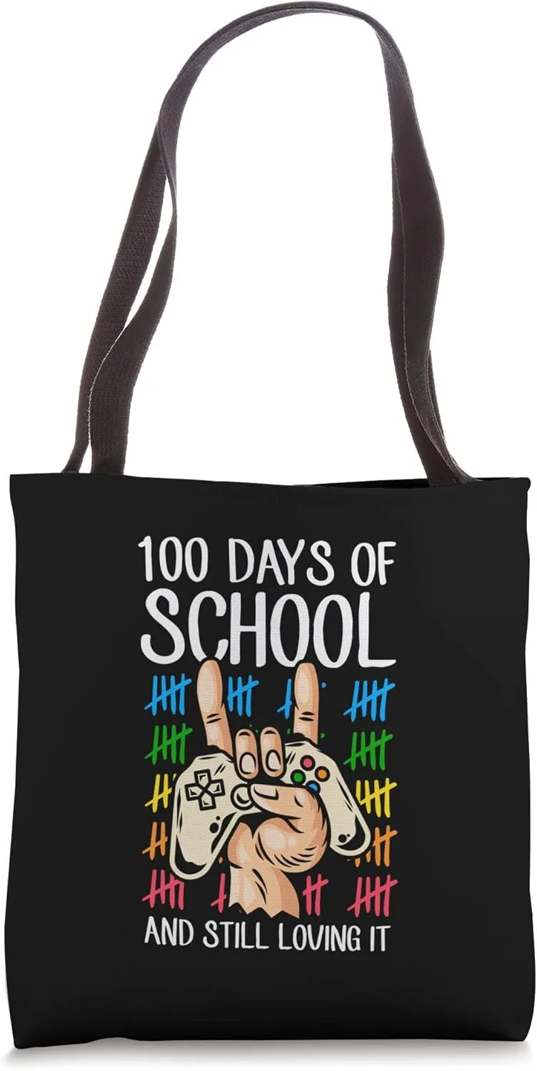 100 Days Of School And Still Loving It Tallies Video Games Tote Bag