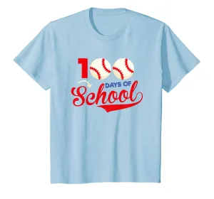 100 Days of School Apparel 100th Day Baseball Teacher Kids T-Shirt