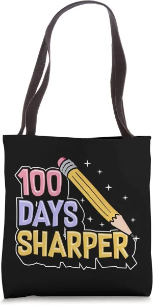 100 Days Sharper 100 Days Of School Cute Happy Kawaii Pencil Tote Bag