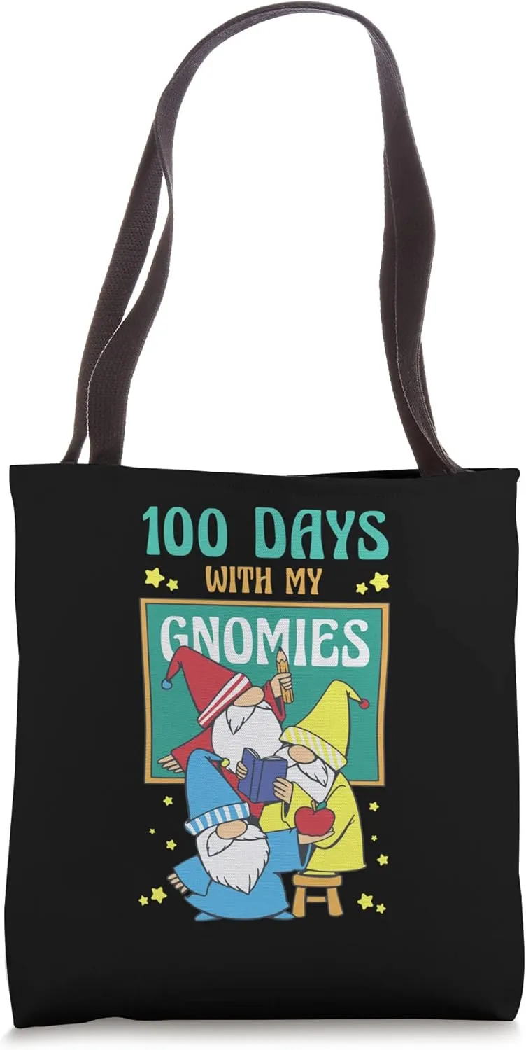 100 Days With My Gnomies Institution School Tote Bag