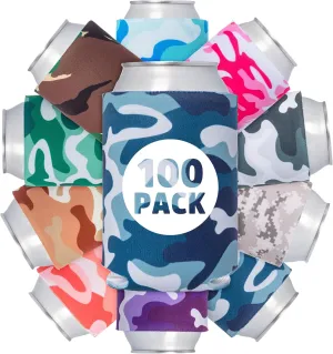 100 Pcs Blank Camo Colored Collapsible Can Coolers - Perfect for Sublimation Printing, HTV or Screen Print (Assorted Color)