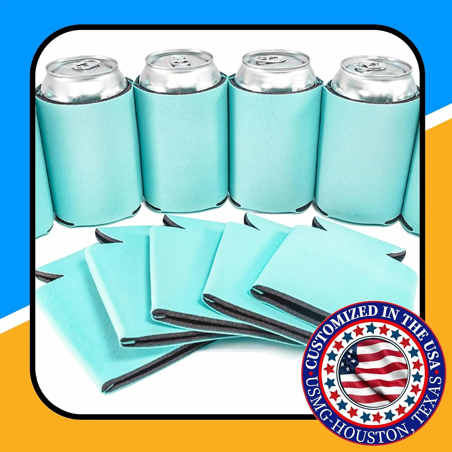 100 Pcs Bulk Blank Collapsible Can Coolers - Perfect For Sublimation Printing, HTV, Screen Printing or DIY Crafts (Mint)