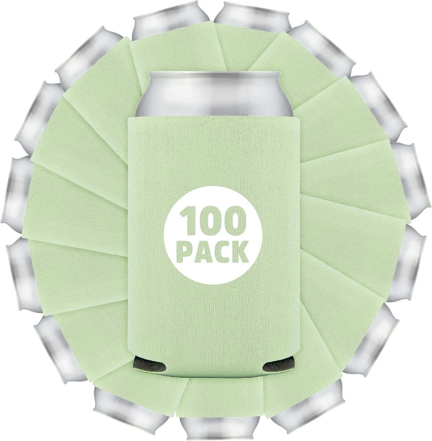 100 Pcs Bulk Blank Collapsible Can Coolers - Perfect For Sublimation Printing, HTV, Screen Printing or DIY Crafts (Mint)
