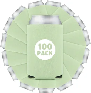 100 Pcs Bulk Blank Collapsible Can Coolers - Perfect For Sublimation Printing, HTV, Screen Printing or DIY Crafts (Mint)