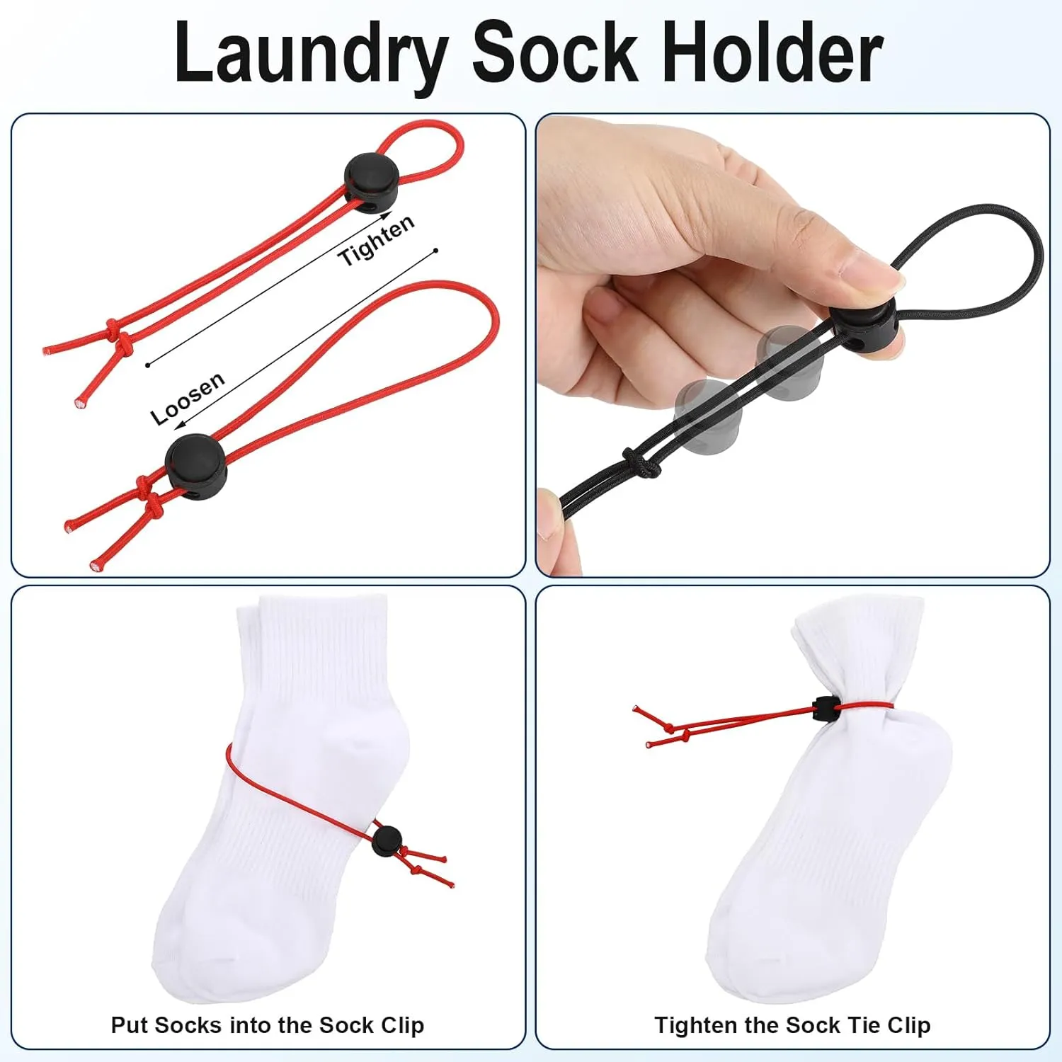 100 Pcs Sock Clips for Laundry Locks Your Socks Holder Stocking Tie Clips Stocking Organizer for Washing Machine and Dryer