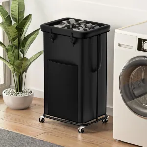 100L Large Laundry Hampers, Oxford Fabric Laundry Hampers, Metal Frame and Removable Bag Design with Wheels, Suitable for Bedroom, Bathroom, Dorm Room, Laundry Room (100L Black)