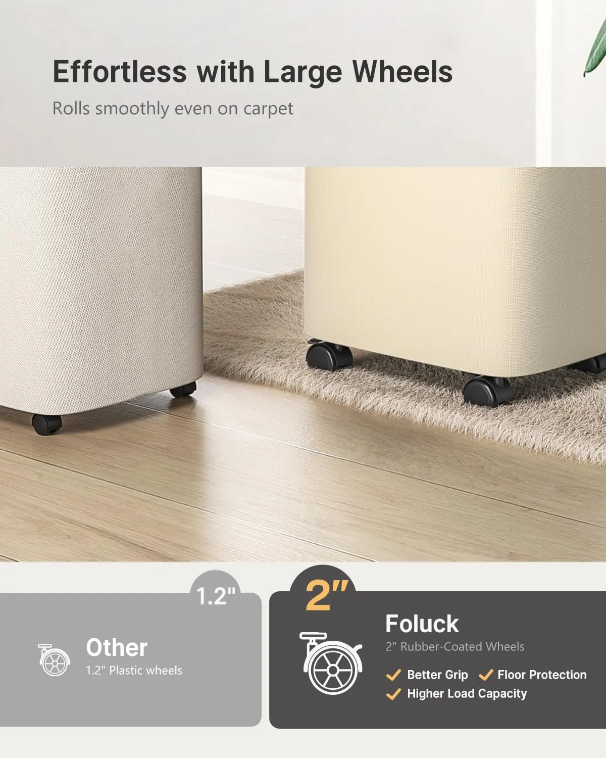 100L Laundry Hamper with Wheels, Rolling Laundry Basket with Lid and 2-Inch Silent Wheels, Collapsible Tall Clothes Hamper with Bamboo Handles for Clothes Toys in Dorm Bedroom Bathroom, Beige