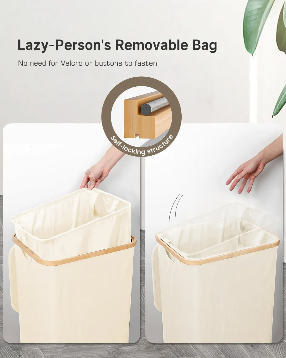 100L Laundry Hamper with Wheels, Rolling Laundry Basket with Lid and 2-Inch Silent Wheels, Collapsible Tall Clothes Hamper with Bamboo Handles for Clothes Toys in Dorm Bedroom Bathroom, Beige