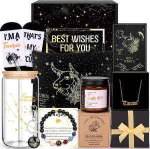 12PCS Taurus Birthday Gifts for Women-Taurus Zodiac Gifts for Women, Mom, Wife, Self Care Package,Get Well Soon, Mother's Day Premium Care Package Astrological Baskets