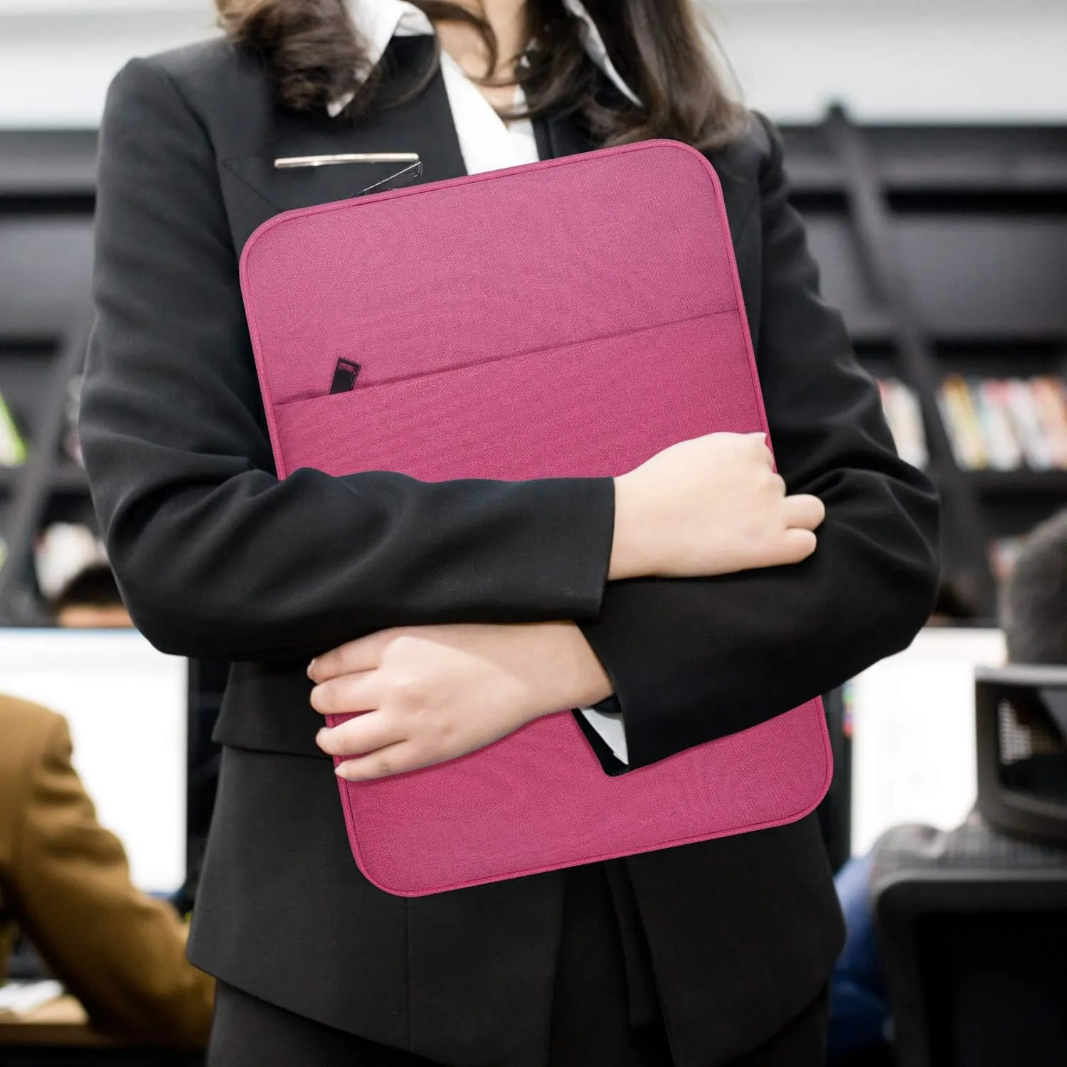 14 Inch Waterpoof Laptop Sleeve Case Compatible 15 Inch MacBook Pro Touch Bar A1990 A1707, Acer Chromebook 14, HP Pavilion X360 14/Stream 14, LG gram 14", Asus VivoBook, 14-15 Inch Laptop Bag,Rose Red