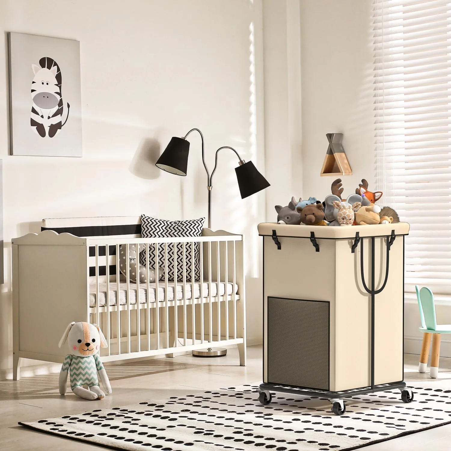 150L Large Laundry Hampers, Oxford Fabric Laundry Hampers Clothes Hampers, Metal Frame and Removable Bag Design with Wheels, Suitable for Bedroom, Bathroom, Dorm Room, Laundry Room (Cream)