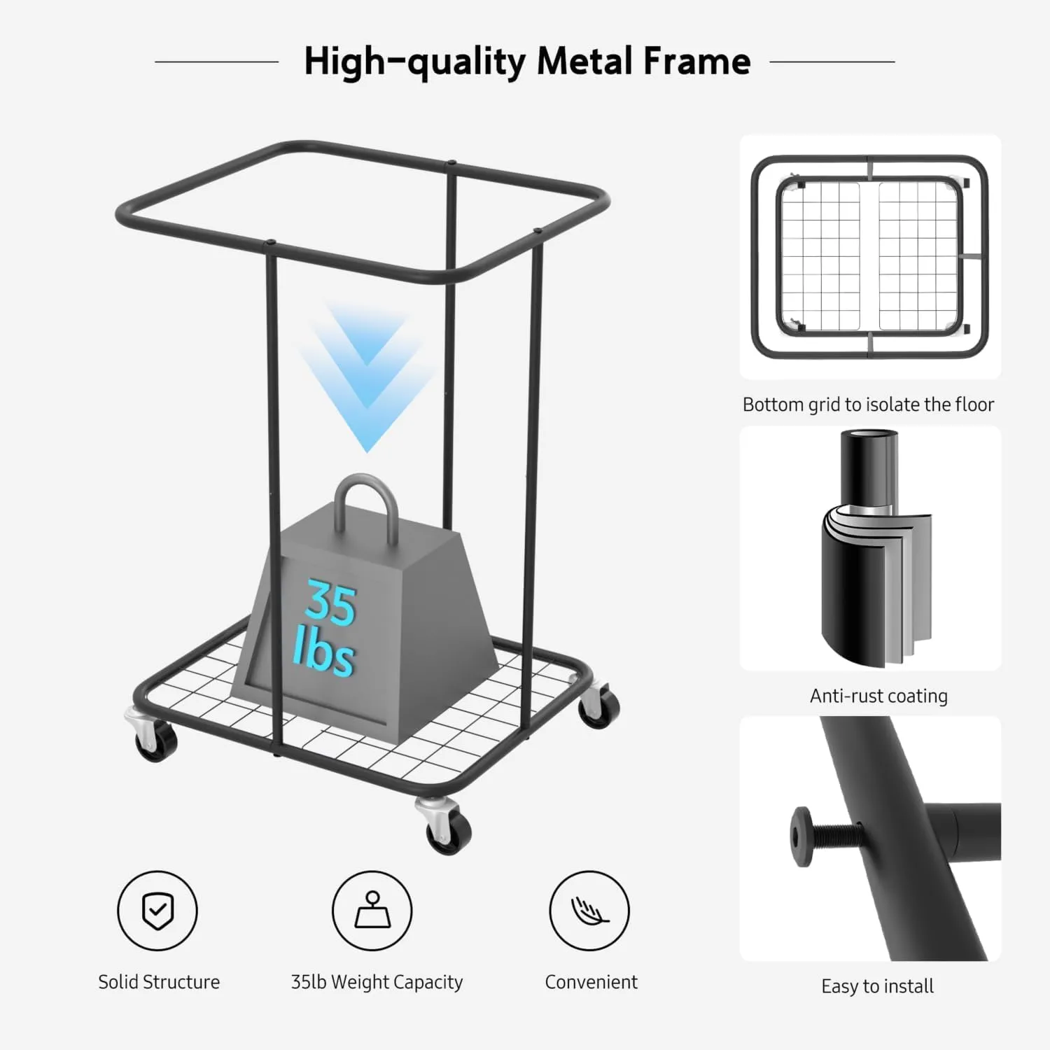 150L Large Laundry Hampers, Oxford Fabric Laundry Hampers Clothes Hampers, Metal Frame and Removable Bag Design with Wheels, Suitable for Bedroom, Bathroom, Dorm Room, Laundry Room (Cream)