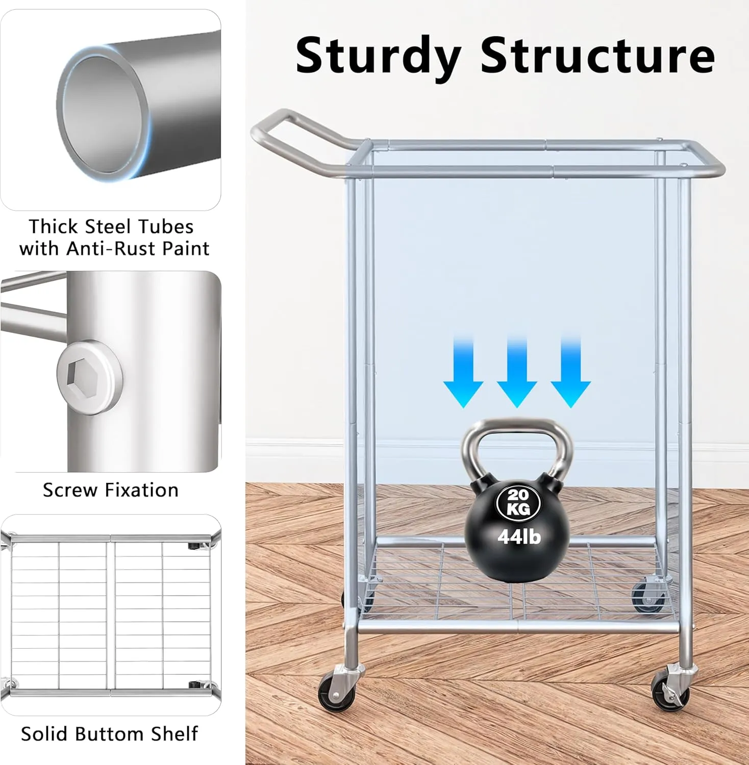 150L Laundry Hamper with Wheels, Rolling Laundry Basket 2 section with Metal Frame and Removable Bag, Dirty Clothes Hampers for Bedroom, Bathroom, Dorm, Black, Silver Beige