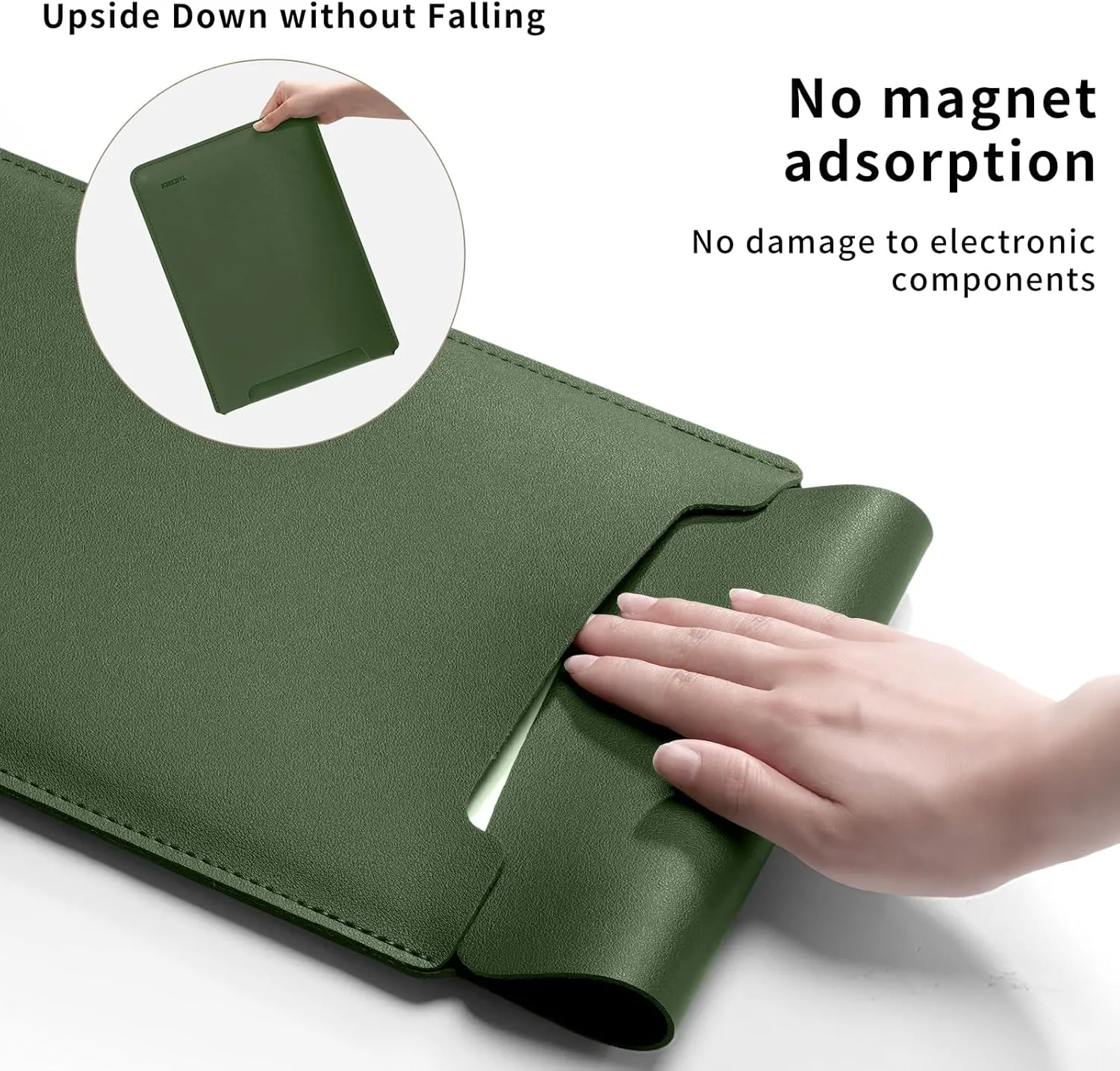 15.6 Inch Laptop Sleeve Case Computer Bag for 15.6" Acer Aspire/Predator, Inspiron, ASUS Dell Notebook, HP Pavilion, IdeaPad 330, ThinkPad E590, Chromebook, PU Bag with Small Case, Green