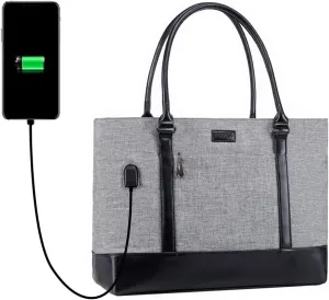 15.6 USB Laptop Tote Bag: Waterproof with 15 Pockets Large Work Bag Teacher Bag Fits 15.6 inch Laptop for women with Purse