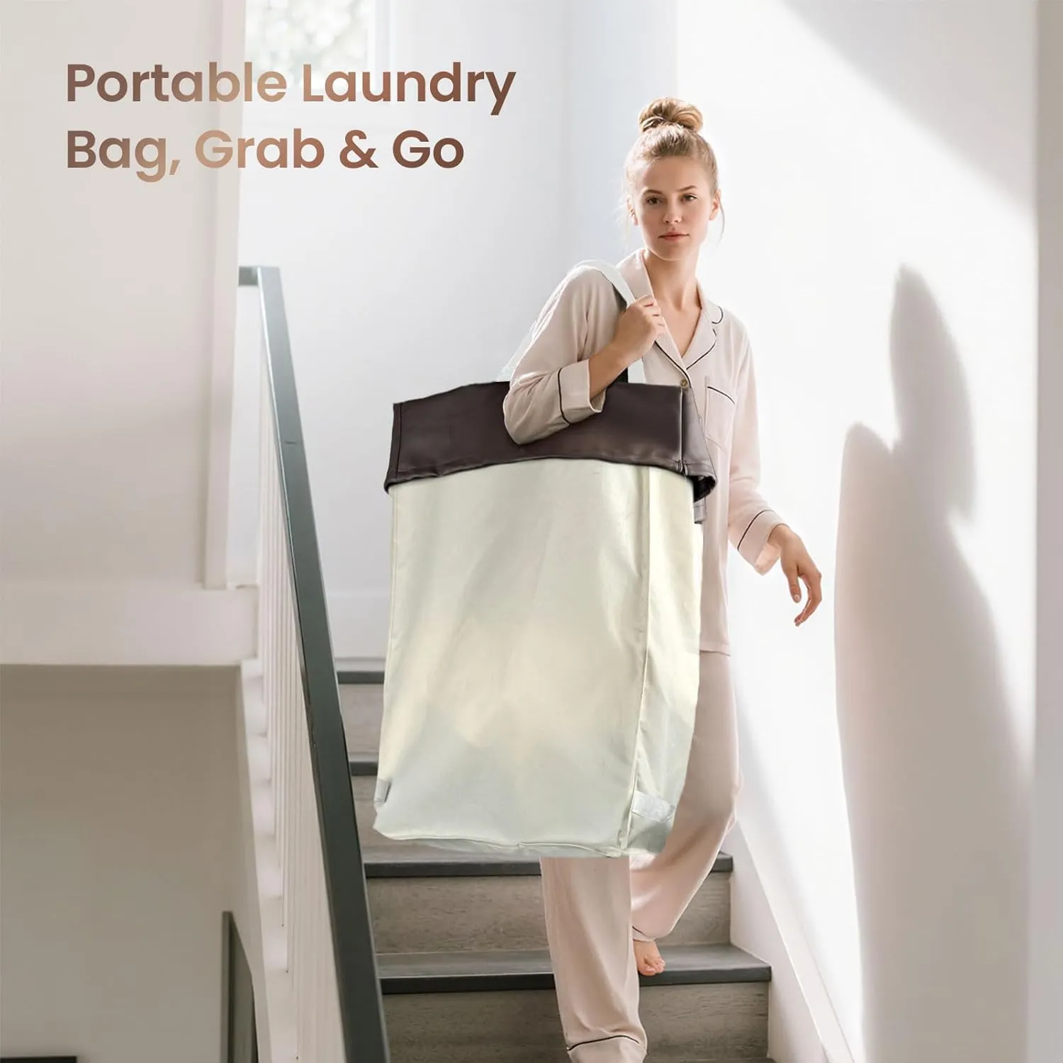 160L Laundry Basket with Wheels, 2-Section Rolling Hamper for Laundry, Large Laundry Hamper with Wheels, Rolling Laundry Basket Clothes Hamper for Home, Bathrooms and Dorm(Beige)