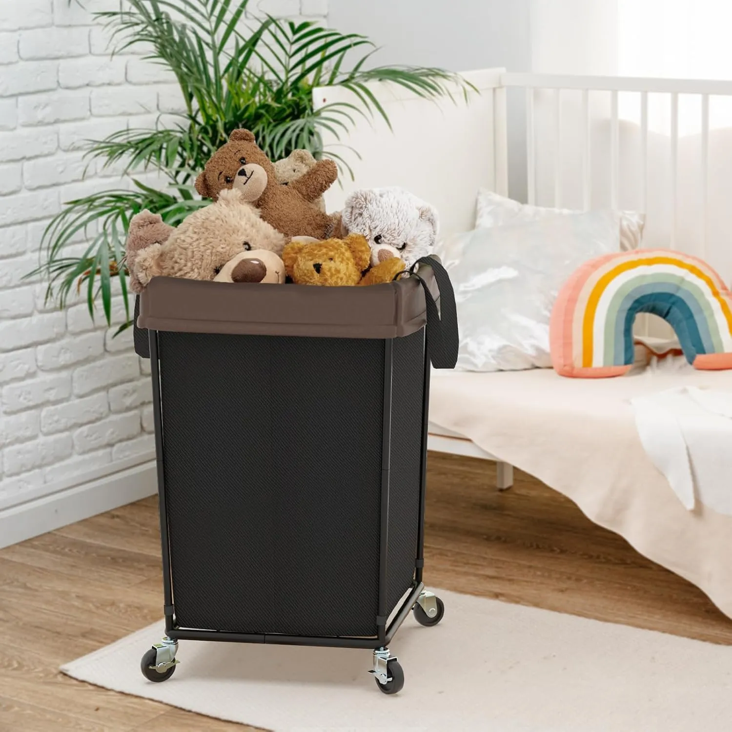 160L Laundry Hamper with Wheels, 2 Section Large Rolling Laundry Basket Bag with Wheels, Clothes Hamper Cart for Laundry, Bedroom, Bathroom and Dorm