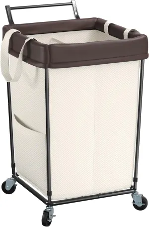 160L Laundry Hamper with Wheels and Handle, 2 Section Large Rolling Laundry Basket Bag with Wheels, Clothes Hamper Cart for Laundry, Bedroom, Bathroom and Dorm