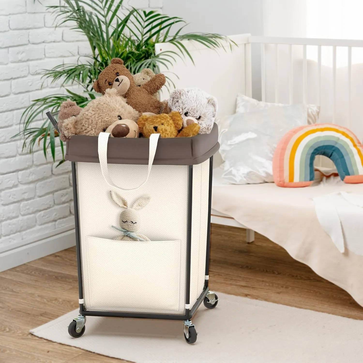 160L Laundry Hamper with Wheels and Handle, 2 Section Large Rolling Laundry Basket Bag with Wheels, Clothes Hamper Cart for Laundry, Bedroom, Bathroom and Dorm