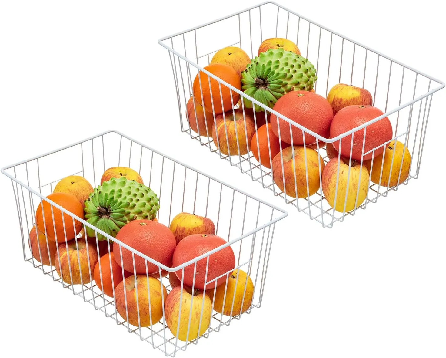 16inch Freezer Storage Organizer Baskets, Household Wire Refrigerator Bins with Built-in Handles for Cabinet, Pantry, Closet, Bedroom