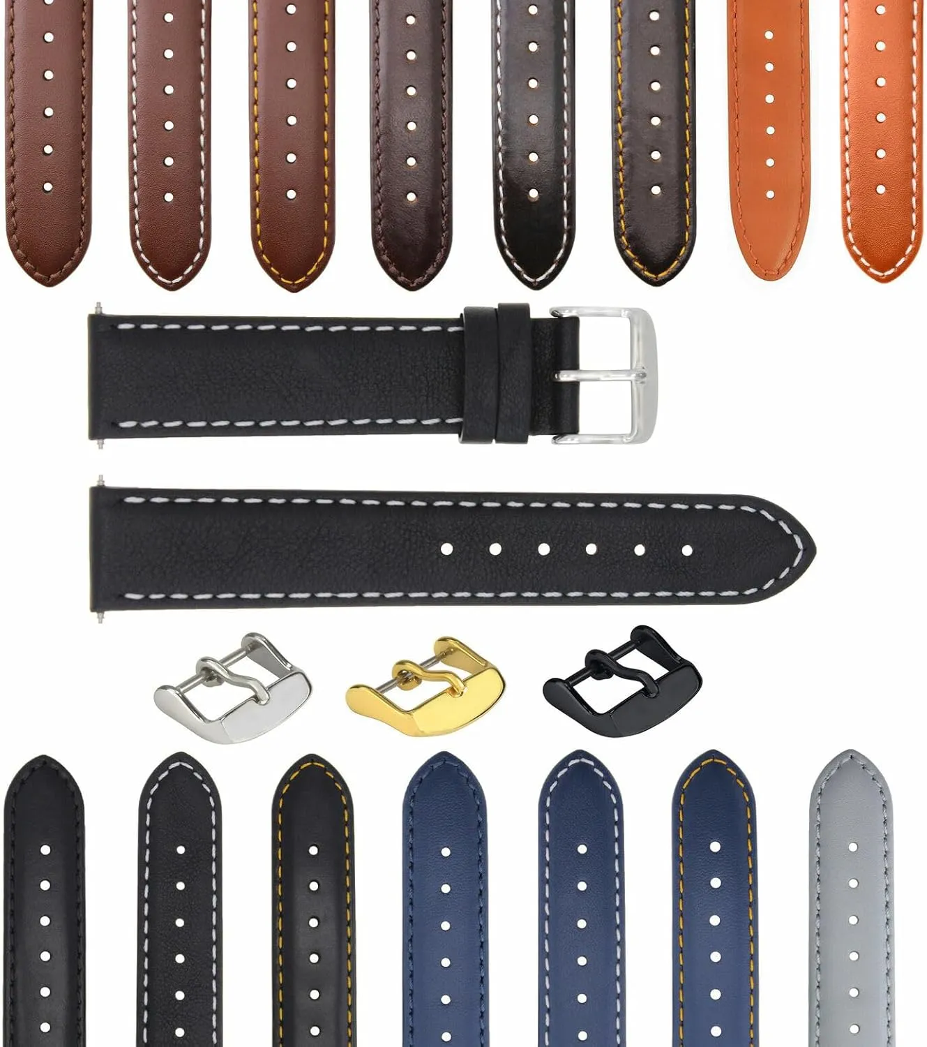 18-19-20-22-24-26mm Leather Watch Band Strap Smooth Compatible with Movado
