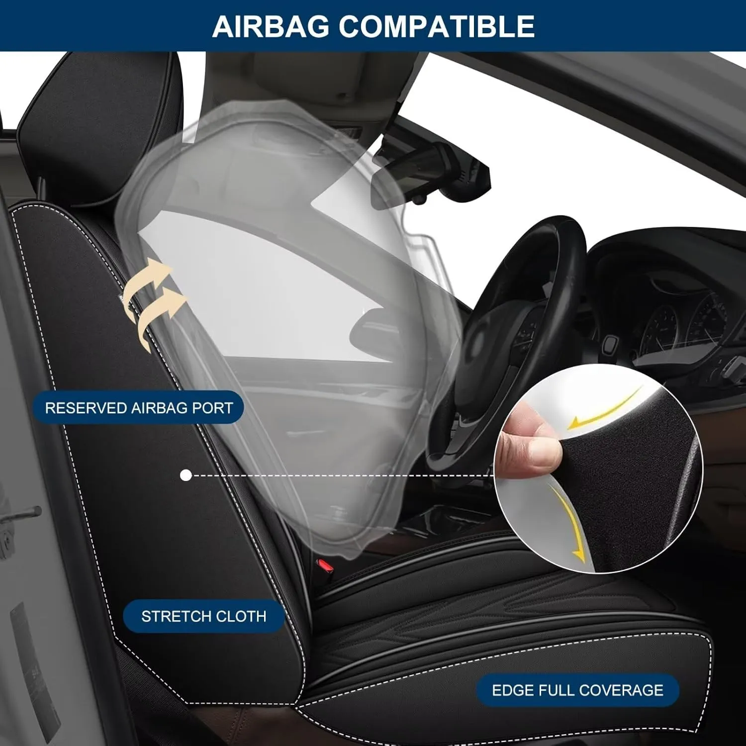 2 Front Car Seat Covers Fit for Subaru Ascent 2019-2025: Luxury Leather Waterproof Automotive Seat Cushion Protector Compatible Airbag(2 Seats, Black)