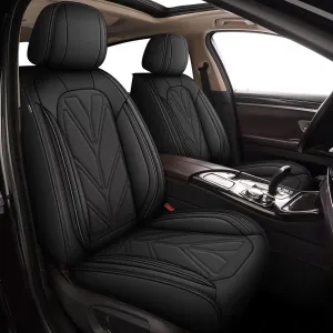 2 Front Car Seat Covers Fit for Subaru Ascent 2019-2025: Luxury Leather Waterproof Automotive Seat Cushion Protector Compatible Airbag(2 Seats, Black)