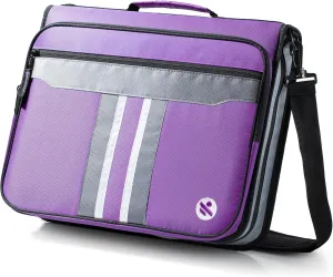 2-Inch 3 Rings Zipper Binder, Holds 15-Inch Laptop, Handle and Shoulder Strap Included, Purple