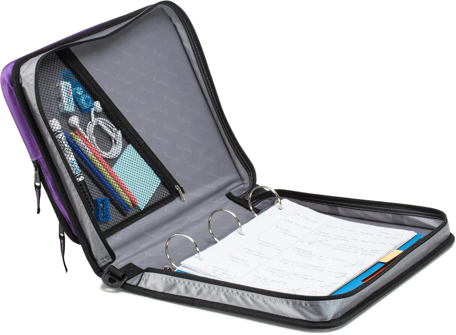 2-Inch 3 Rings Zipper Binder, Holds 15-Inch Laptop, Handle and Shoulder Strap Included, Purple