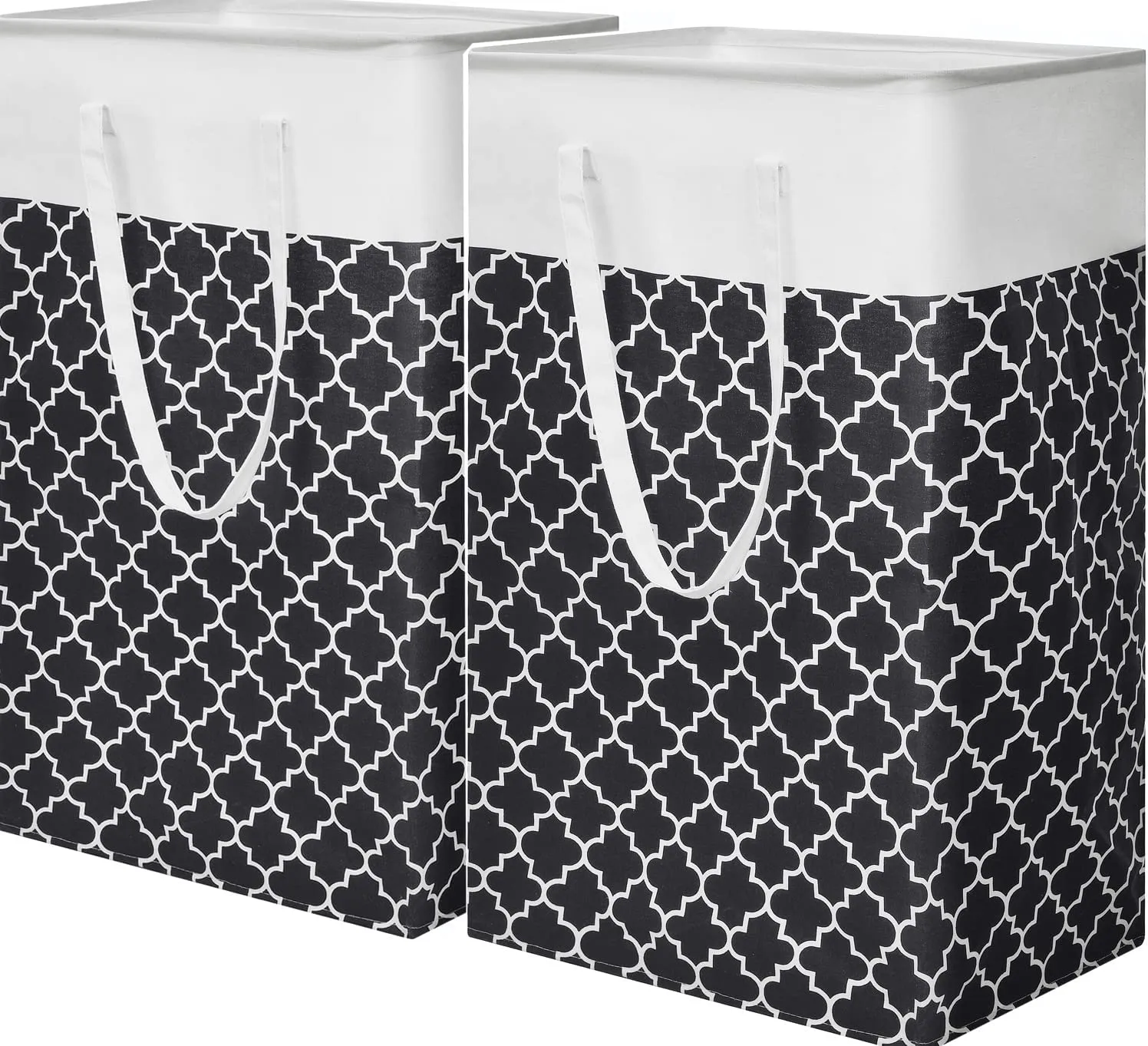 2-Pack Laundry Baskets, Laundry Hamper with Long Handles, Collapsible Waterproof Clothes Hamper, Durable Tall Laundry Bin, Clothes Hamper for Bedroom, Bathroom, Dorm, Toys