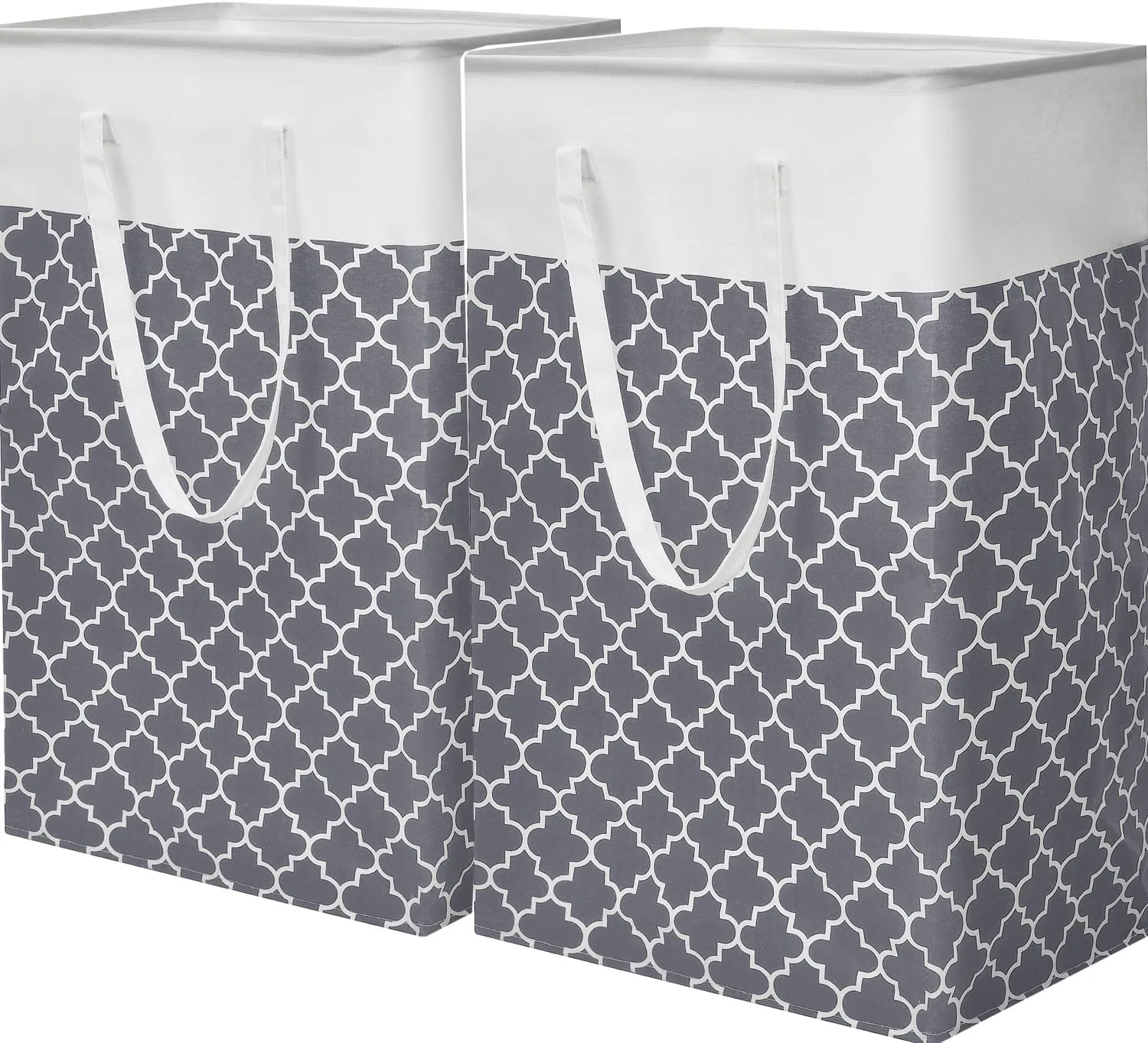 2-Pack Laundry Baskets, Laundry Hamper with Long Handles, Collapsible Waterproof Clothes Hamper, Durable Tall Laundry Bin, Clothes Hamper for Bedroom, Bathroom, Dorm, Toys