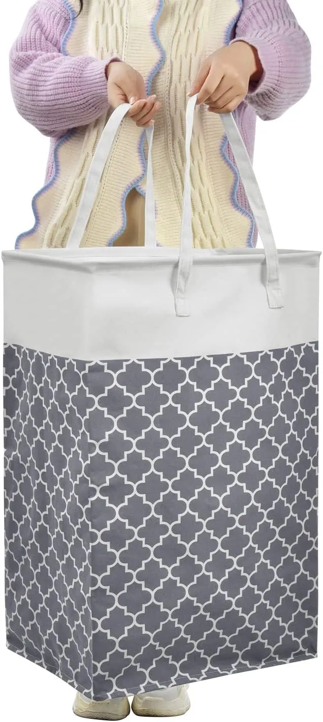 2-Pack Laundry Baskets, Laundry Hamper with Long Handles, Collapsible Waterproof Clothes Hamper, Durable Tall Laundry Bin, Clothes Hamper for Bedroom, Bathroom, Dorm, Toys