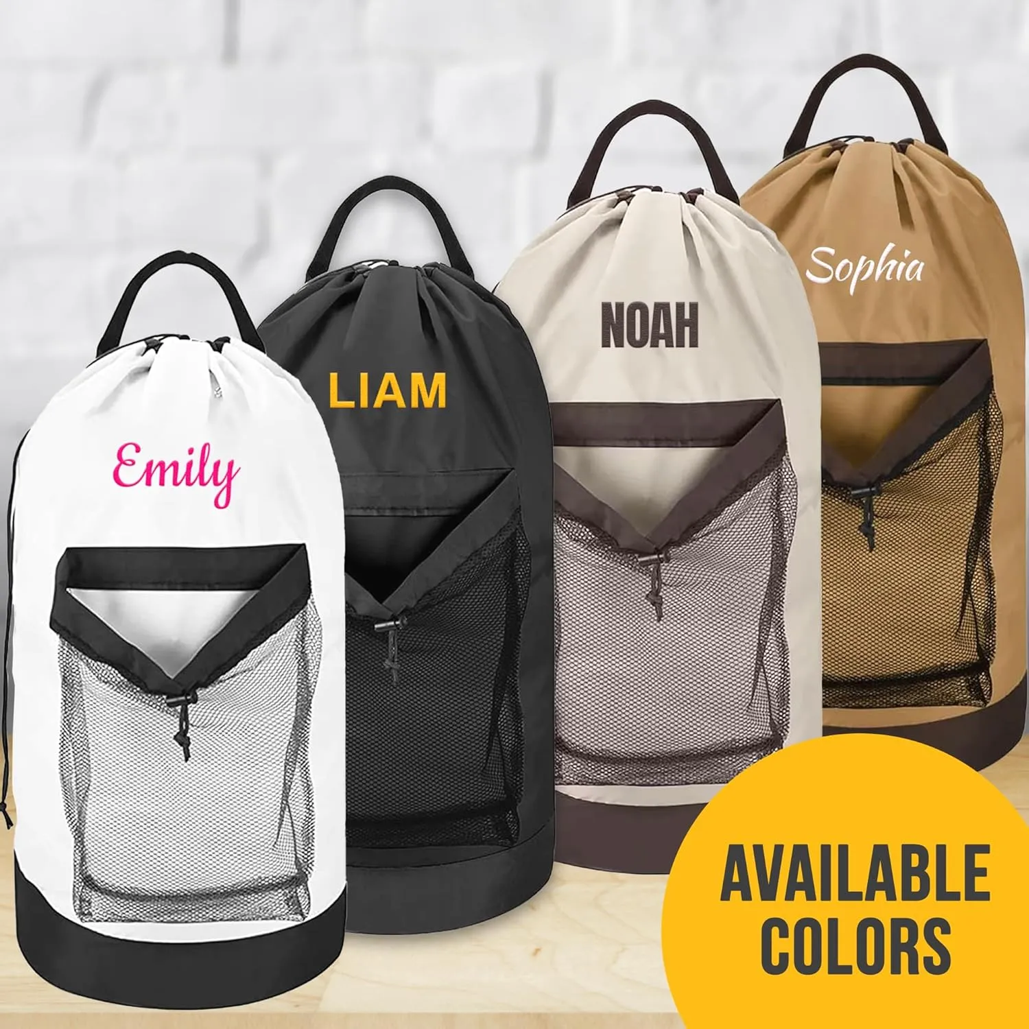 2 Pack Personalized Laundry Bag Heavy Duty Custom Senior University XL Bag Backpack with Hanging Shoulder Strap & Mesh Pocket - Back to School College Graduation Gift - Choose Font & Thread Color