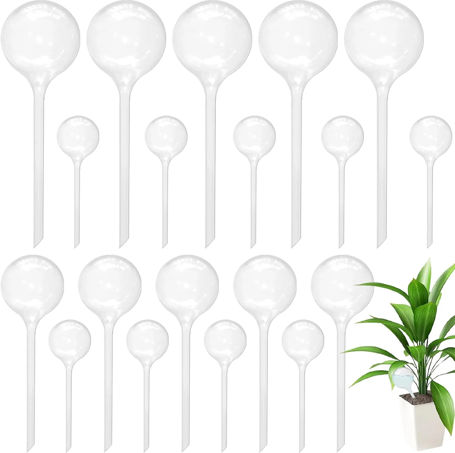 20 PCS Clear Plant Watering Globes,Plastic Watering Bulbs,Self Watering Planter,Flower Automatic Watering Device for Plants Indoor,Outdoor,Flowerpot,Home Garden(Large,Medium,Small)
