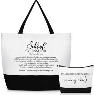 2025 Graduation School Counselor Teacher Appreciation Gift Canvas Tote Bag Makeup Zipper Cosmetic Bag Gift