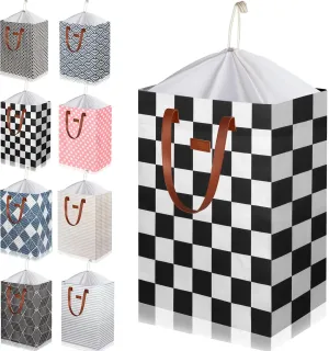 204L Drawstring Laundry Hamper Large Waterproof Laundry Basket Collapsible Laundry Bag Extended Leather Handle Clothes Storage Toy Organization (21-Classical Piano Love Decoration)