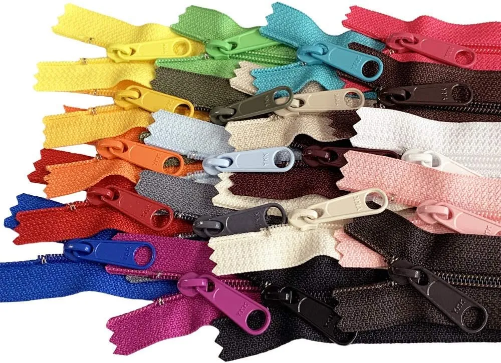 20pcs Mixed Colors Ykk Number 4.5 Coil Handbag Zipper or Purse Zippers Long Pull, Made in USA Pack Vinyl Bag (20 inches)