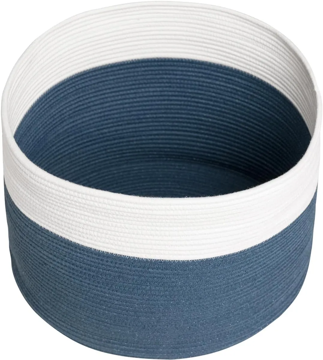 20" x 20" x 15" Extra Large Storage Basket with Lid, Cotton Rope Storage Baskets, Laundry Hamper, Cloth Bin, for Clothes Towels Blankets Pillows Storage in Living Room, Basket with Cover Dark Blue