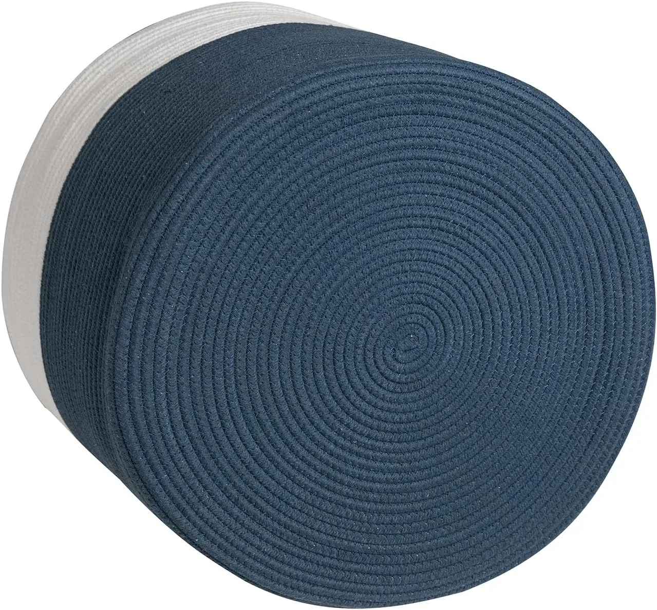 20" x 20" x 15" Extra Large Storage Basket with Lid, Cotton Rope Storage Baskets, Laundry Hamper, Cloth Bin, for Clothes Towels Blankets Pillows Storage in Living Room, Basket with Cover Dark Blue