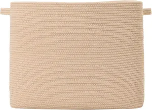 20"x12"x16" Mega Size Rectangular Extra Large Storage Basket, Rectangular Cotton Rope Storage Baskets, Woven Laundry Hamper, Cloth Storage Bin, for Clothes Blanket in Living Room, All Beige