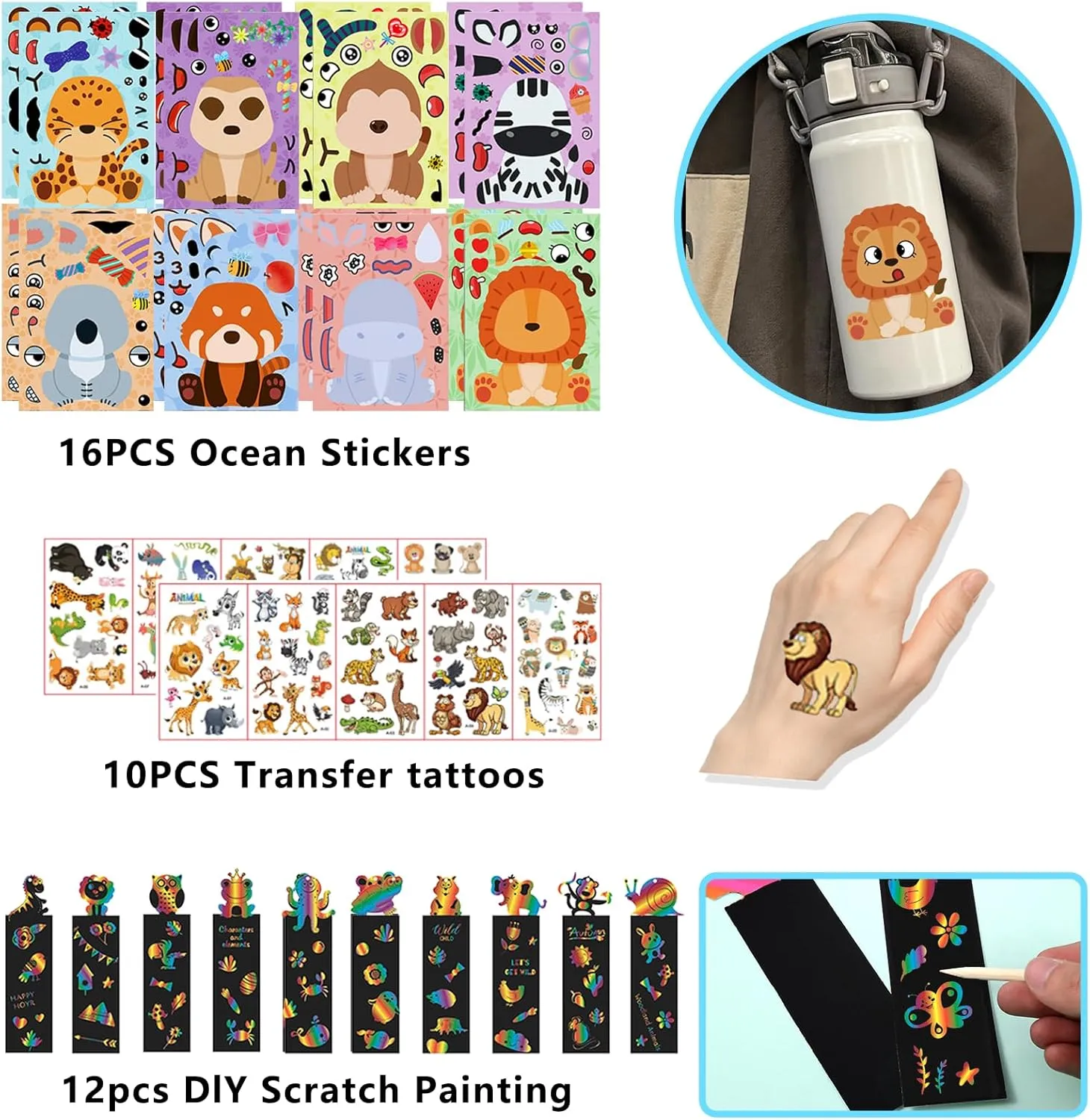 216PCS Jungle Safari Party Favors Animal Theme Goodie Bag Stuffers Bulk Set with Zoo Animal Toys, Stationery Gifls & Classroom Prizes - Wild One Birthday Party Supplies for Kids 3-12