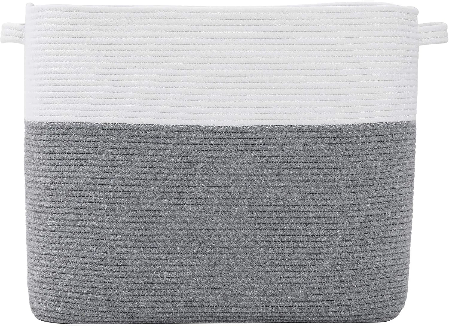 22"x14"x18" Mega Size Rectangular Extra Large Storage Basket, Rectangular Cotton Rope Storage Baskets, Woven Laundry Hamper, Cloth Storage Bin, for Clothes Blanket in Living Room, Grey Basket