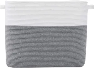 22"x14"x18" Mega Size Rectangular Extra Large Storage Basket, Rectangular Cotton Rope Storage Baskets, Woven Laundry Hamper, Cloth Storage Bin, for Clothes Blanket in Living Room, Grey Basket