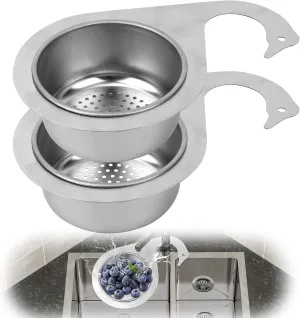2pcs Swan Sink Strainer Basket, Premium Stainless Steel Hanging Kitchen Sink Filter Basket Quick Drain Practical Kitchen Tools for Fruit Vegetable(Silver, Large)