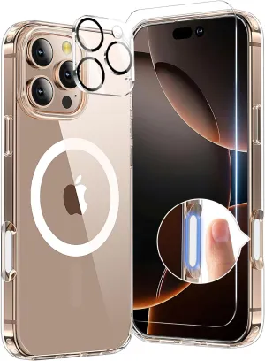 3 in 1 for iPhone 16 Pro Case with Camera Control Button, Not Yellowing, Screen Protector*1 Camera Lens Protector*1, Military-Grade Protection for iPhone 16 Pro Phone Case 6.3 inch Clear