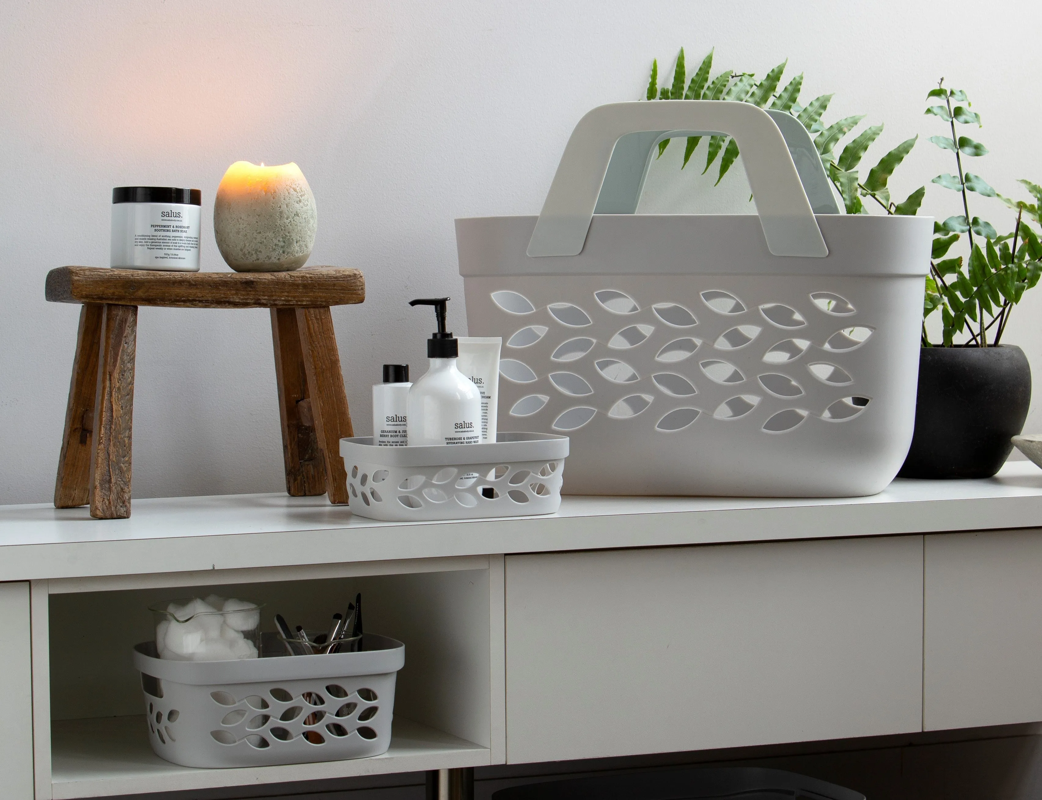 30L Fleur Pattern Flexi Carry Basket With Fabric Handles