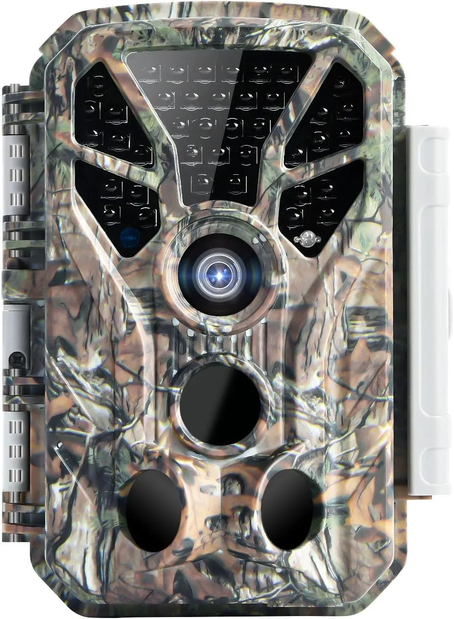32MP 1296P Trail Camera - Night Vision, IP66 Waterproof, 120° Wide-Angle Lens, Infrared LED, Up to 300s Video Recording-Ideal for Deer Hunting and Wildlife Monitoring (Camo-Brown)