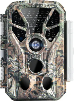 32MP 1296P Trail Camera - Night Vision, IP66 Waterproof, 120° Wide-Angle Lens, Infrared LED, Up to 300s Video Recording-Ideal for Deer Hunting and Wildlife Monitoring (Camo-Brown)