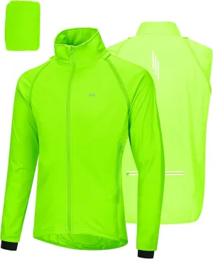 33,000ft Men's Cycling Jacket Long Sleeve, Waterproof Running Bike Vest Outerwear Reflective Windproof Sleeveless Jacket